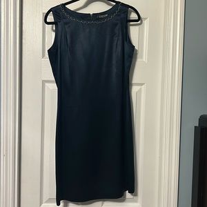 Harold’s 90’s silk navy dress with beaded embroidery